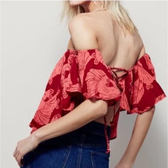Free People Merpati Printed Off-the-Shoulder Top - Picture 2 of 9